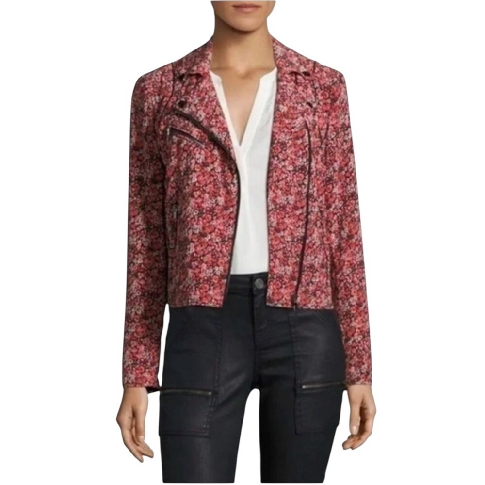 Joie Silk Floral Moto Bomber Jacket – Size M